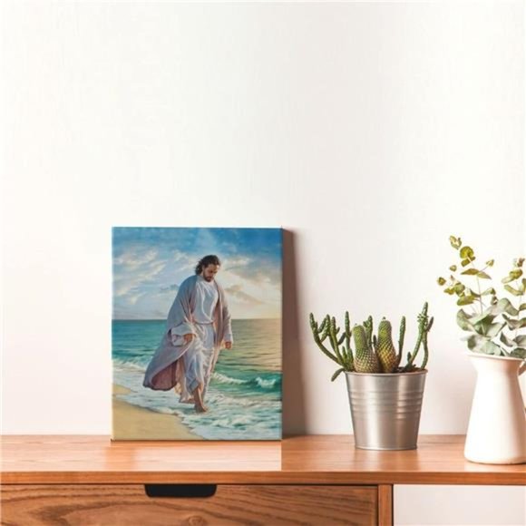 Jesus Christ Walking on the Beach Poster Catholic Canvas Print  8x10 Inches - Picture 5 of 7